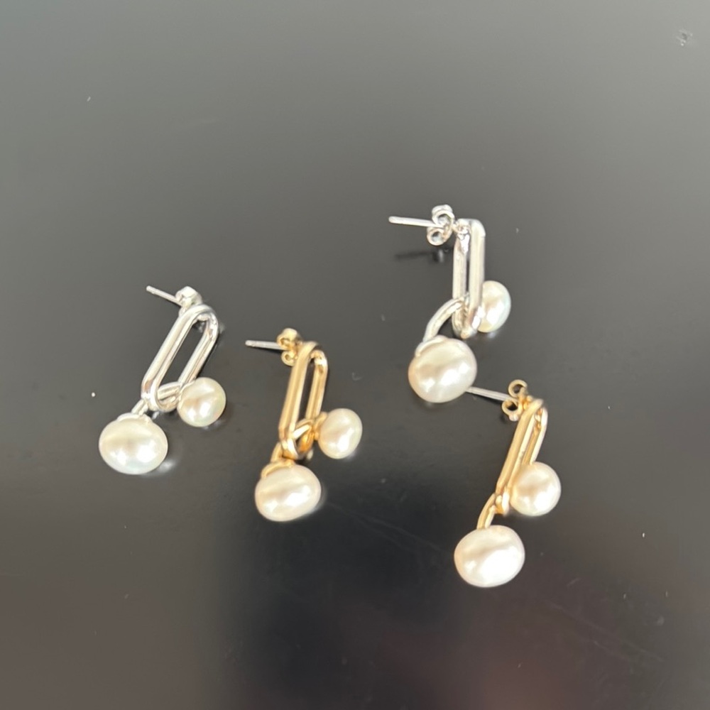 Banana Republic Factory Gold and Silver Earrings Minimalist Design
